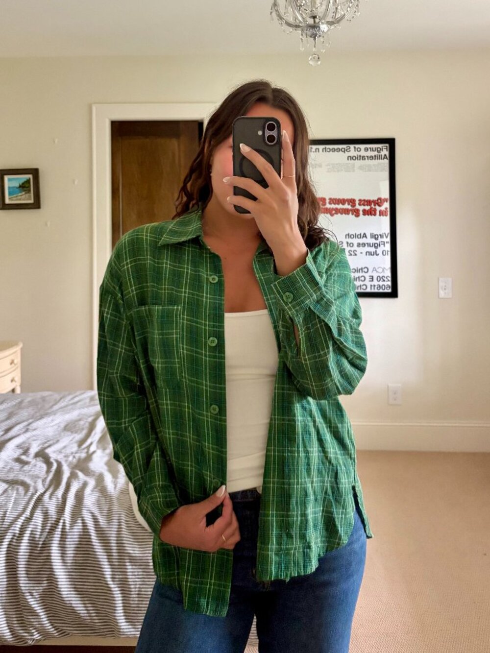 Lioness Oversized Green Plaid Button-Up Shirt